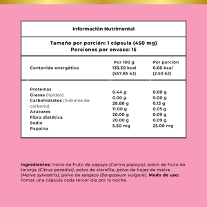Blly-G Papaya & Toronja Enzimas Digestivas de 15 cápsulas