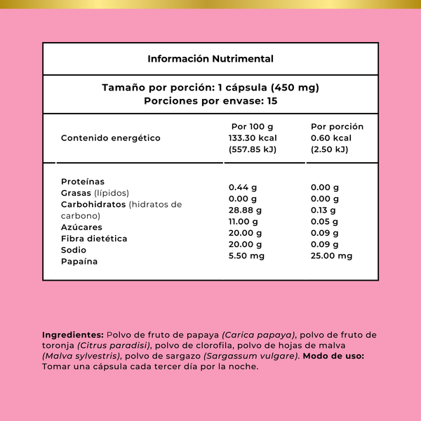 Blly-G Papaya & Toronja Enzimas Digestivas de 15 cápsulas