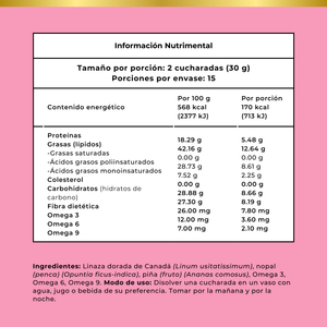 Fibra Natural Linaza + Nopal + Enzimas 450g en Polvo