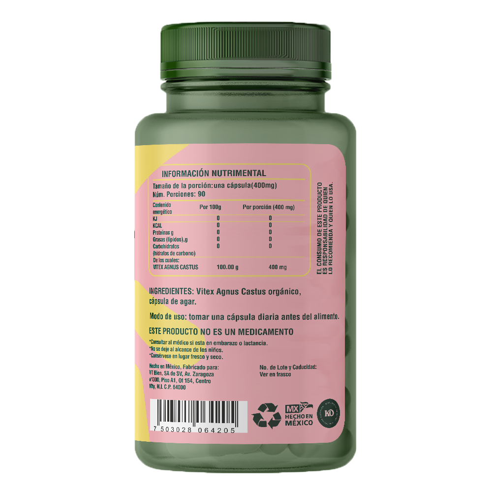 Vitex Agnus Castus 400 mg 90 cápsulas