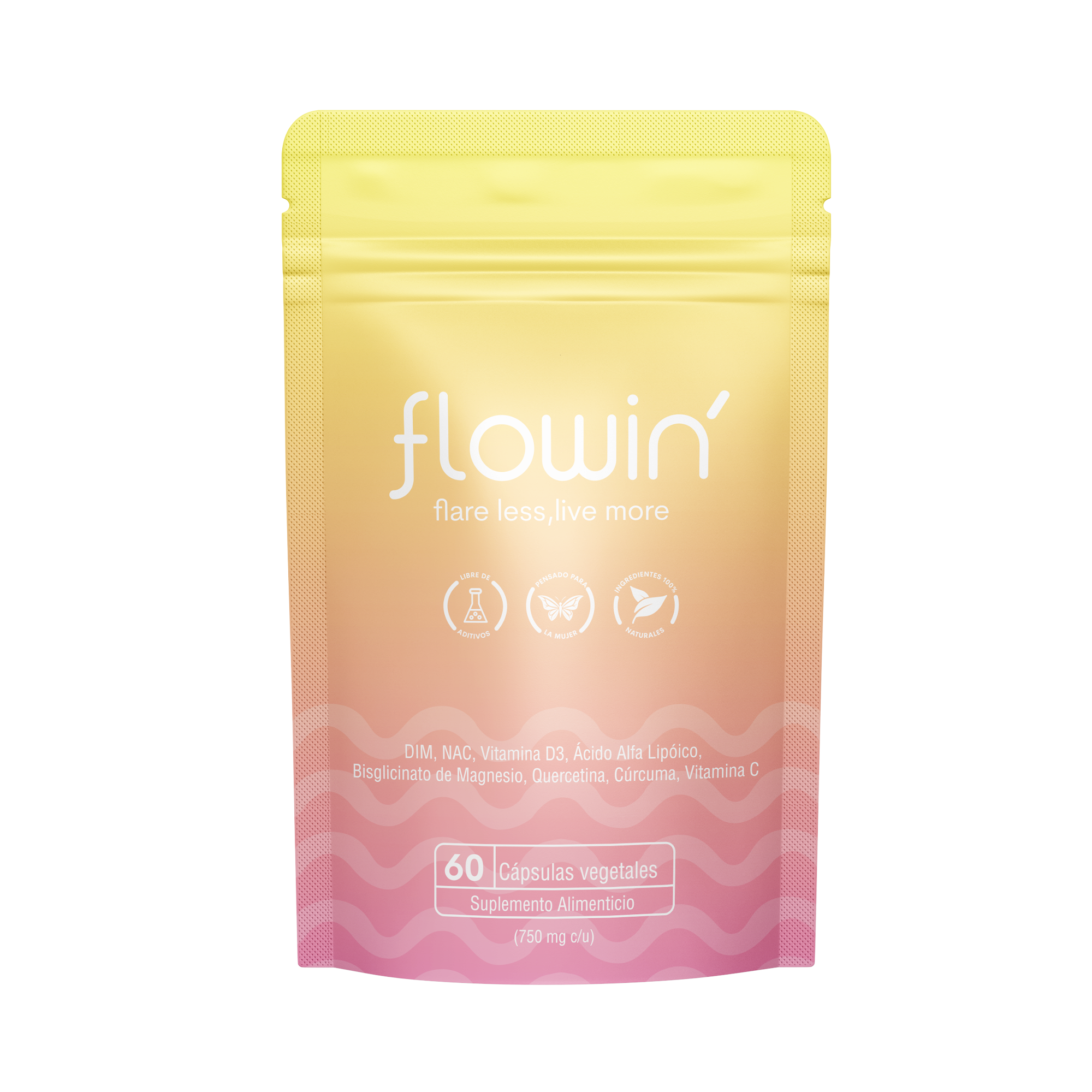 Flowin' Endo-Supplement NAC, DIM, Bisglicinato de Magnesio de 60 cápsula